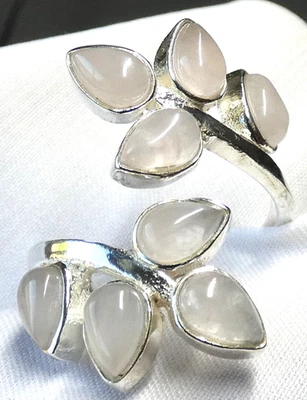💝Ring Rosenquarz  925 Silber offen Gr. ca. 59 - 61  modisches UNIKAT💝 - Bild 1 von 4