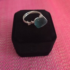 Sea Glass Ring Aqua Size 9 Aruba Glass