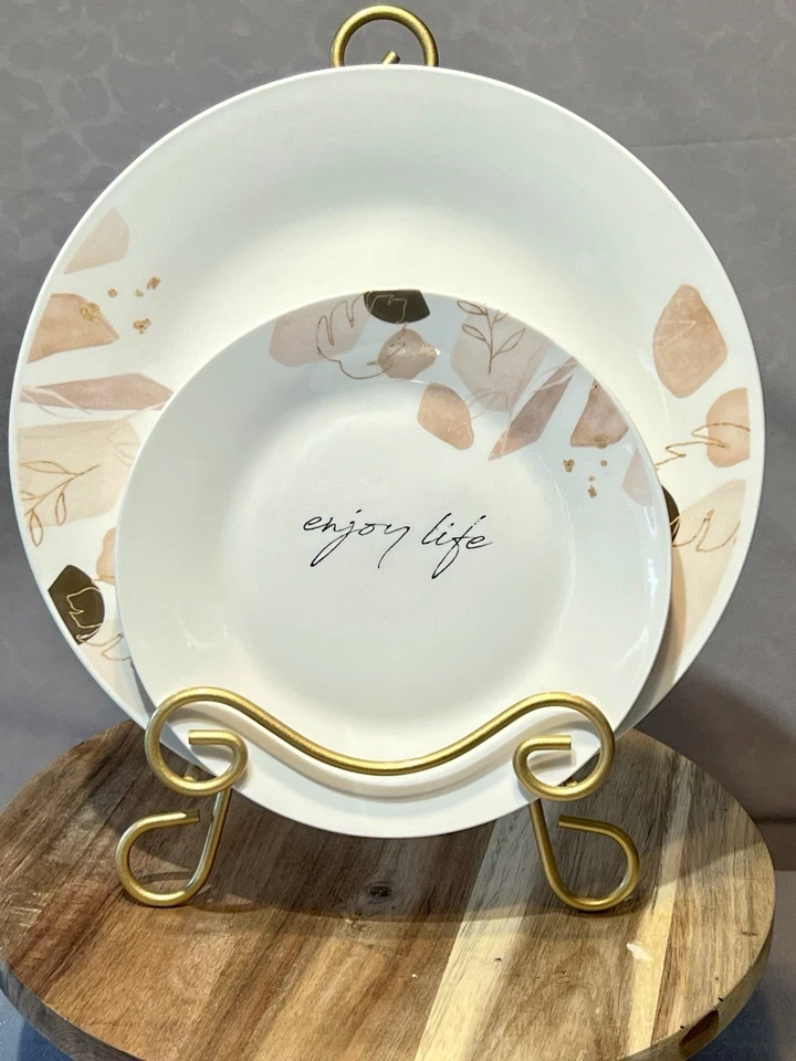 Louça 8 peças - 4 pratos de salada para desfrutar da vida 7-1/2" e 4 pratos de jantar 10 1/8' - Imagem 2 de 4