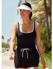 Great Lengths By Longitude Romper One Piece Sporty Skirted Swimsuit NWT Size 14