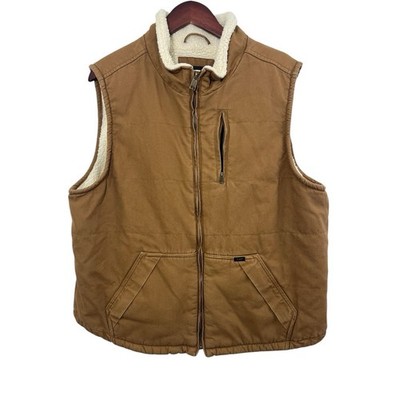 Lee Vest Canvas Mens Sherpa Large Lined Insulated Brown Full-Zip Utility Trucker