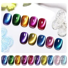 Cat Eye Gel Nail Polish 10 Colors Blue Green Red with Base Coat Top Coat Magnet