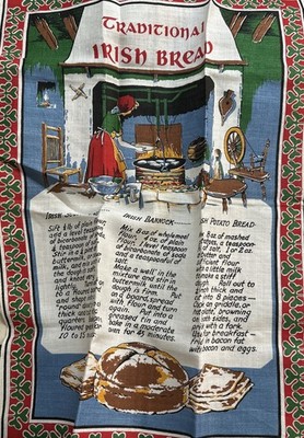 Vintage Pure Linen Dish Towel Irish Bread Fingal Made in Ireland - Nice