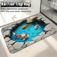 Koi Pond Night Doormat Rug Sand Scraping Floor Mat Entrance Kitchen Foot Pa Y8Q5