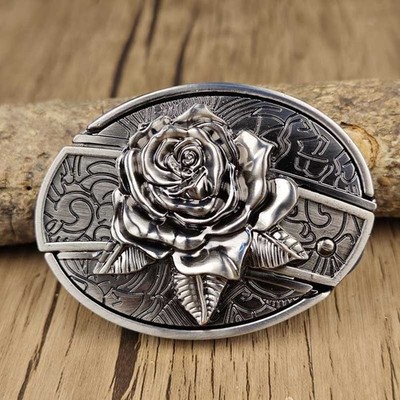 Men's Women s 3D Beautiful Rose  Belt Buckle