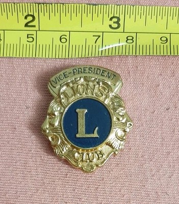 Vintage Lions Club Vice President Gold Tone Lapel Pin
