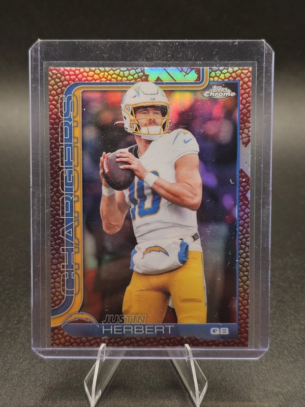 2025 Topps Chrome Justin Herbert  #158 Pigskin Refractor SP