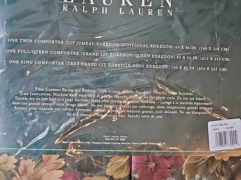 Edredón Ralph Lauren Edgefield Satén Floral Doble Verde Oscuro Tostado Borgoña Foto 4 de 4