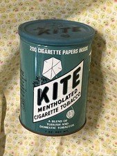 VTG 7 Oz  KITE MENTHOLATED CIGARETTE TOBACCO TIN~NOT PAPER LABEL~EMPTY W/ Lid
