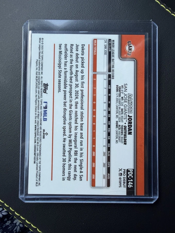 2025 Topps Pro Debut Dakota Jordan /25 Chrome Ssp - Image 2 of 2