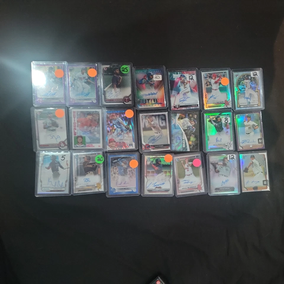 21 Auto Autograph Bowman Chrome Draft, Topps, Best, Sterling card lot Refractor  - Image 2 of 4