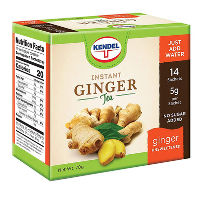 Kendel Instant Ginger Tea Pack of 14 Herbal Caffeine Sugar Free Very Spicy
