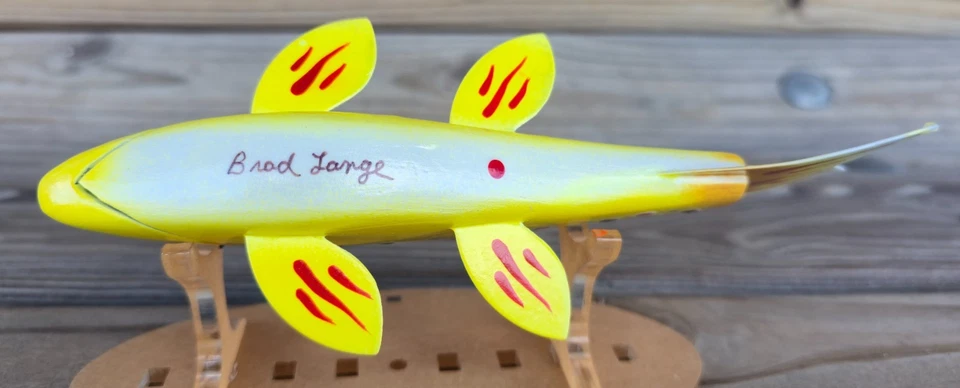 Señuelo de pescado donado por la NFDA Brad Lange trucha marrón lanza señuelo pesca en hielo Foto 3 de 4