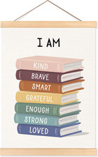 Affirmations for Kids Poster Hanger Frame, Boho Classroom Decor, I Am Kind Brave
