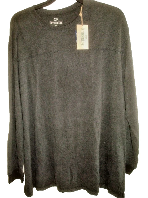 Big Mens Long Sleeve Crew Knit Shirt Gray Cotton Outdoor Life Size 3XL NEW