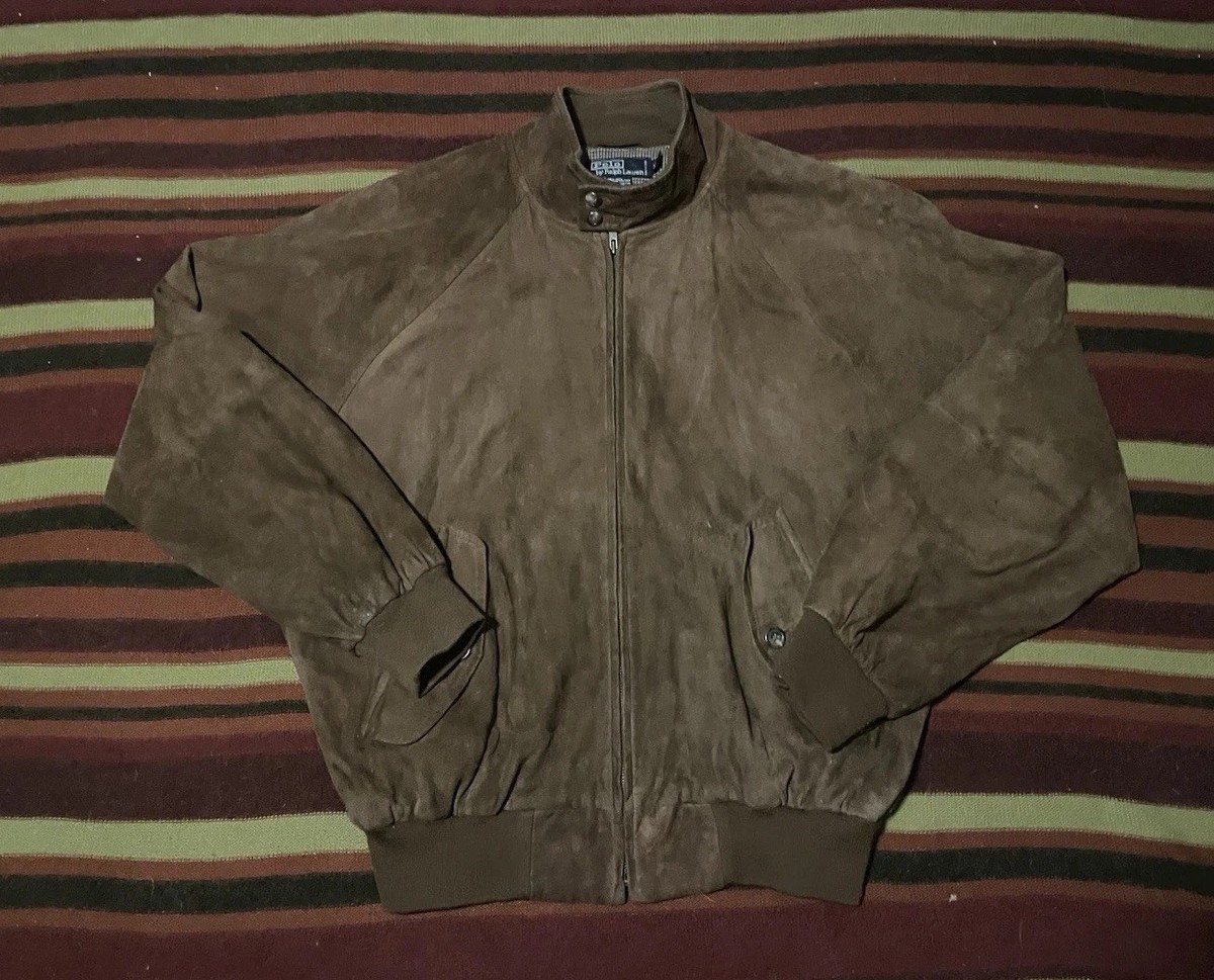 ジャケット・アウター 90s Polo Ralph Lauren suede jacket Msize Vintage Polo Ralph Lauren Suede Harrington Jacket Mens XL