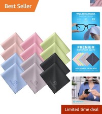 Assorted Color Microfiber Cloths - 12 Pack of Scratch-Free Lens Cleaners, 7x6 in