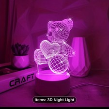 Pink Unicorn 3d Night Light
