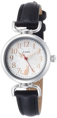 [J-Axis] Antike Tieruhr Mit Ketten Katzen Icon HL194-BK Schwarz Damen Armbanduhr
