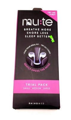 Rhinomed Mute Nasal Dilator for Snoring Reduction 3 Pack Trial Size Exp 7/24