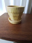 Vintage McCoy Yellow Basket weave Planter 4"