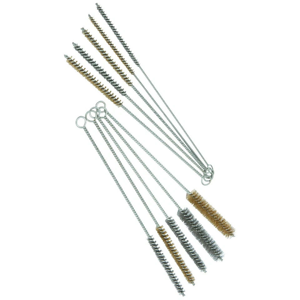 12 Round Pipe Tube Cylinder Bores Cleaning Wire Brush Set Stainless Steel Brass - Image 3 of 4