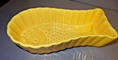 Keramik-Fischform numeriert L.26cm H:8cm B:13cm gelb kein CHIP