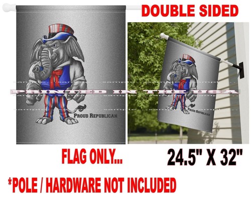 Orgoglioso Elefante Repubblicano Festa Logo Cartoni Animati Arte Casa Garage Bandiera - Foto 1 di 4