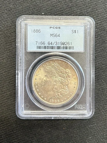 1886 Morgan Silver Dollar $1 PCGS MS64 OGH Style With Blue Label