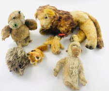 Steiff Bundle 6x Animals Owl Lion Monkey Hedgehog Fox Penguin