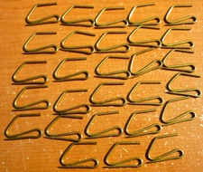 (28) Vintage Solid Brass Offset 1" PIN-ON Drapery Hooks Curtain