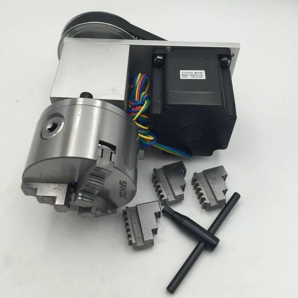 Rotary Axis 3Jaw 100mm Lathe Chuck Nema34 Stepper 4th A Axis for CNC Router - Image 3 of 4