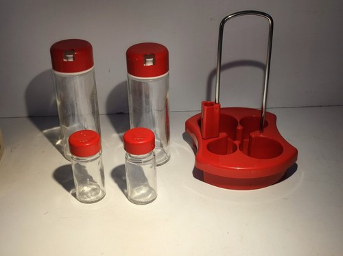 BOX ABERT PLUS SET OF 4 PCS OILER + SALT PANS VINTAGE NEW X SALAD KITCHEN TABLE - Picture 9 of 9