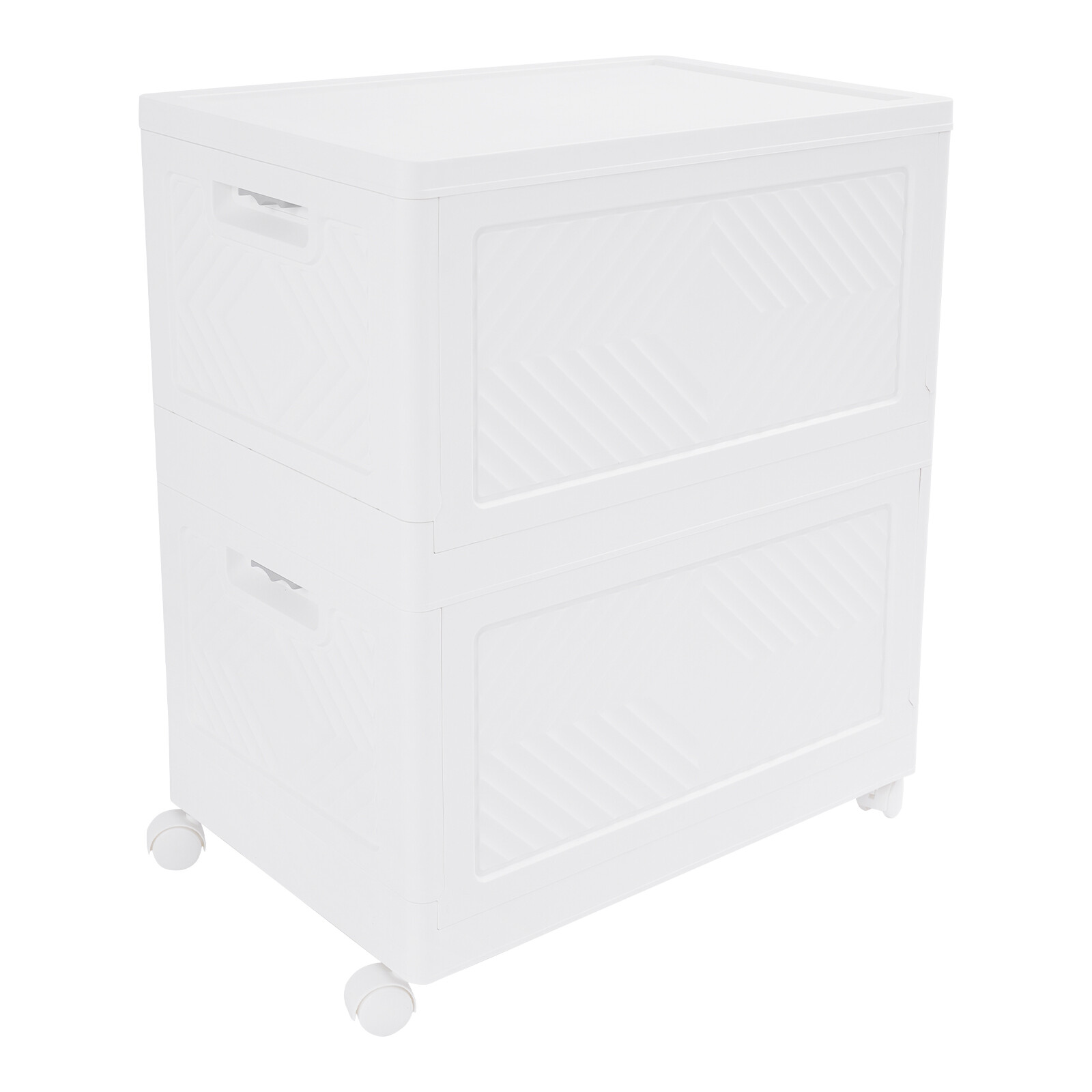 2-Layer Large Capacity Miscellaneous Storage Containers Box Cabinet w/ 4 Wheels