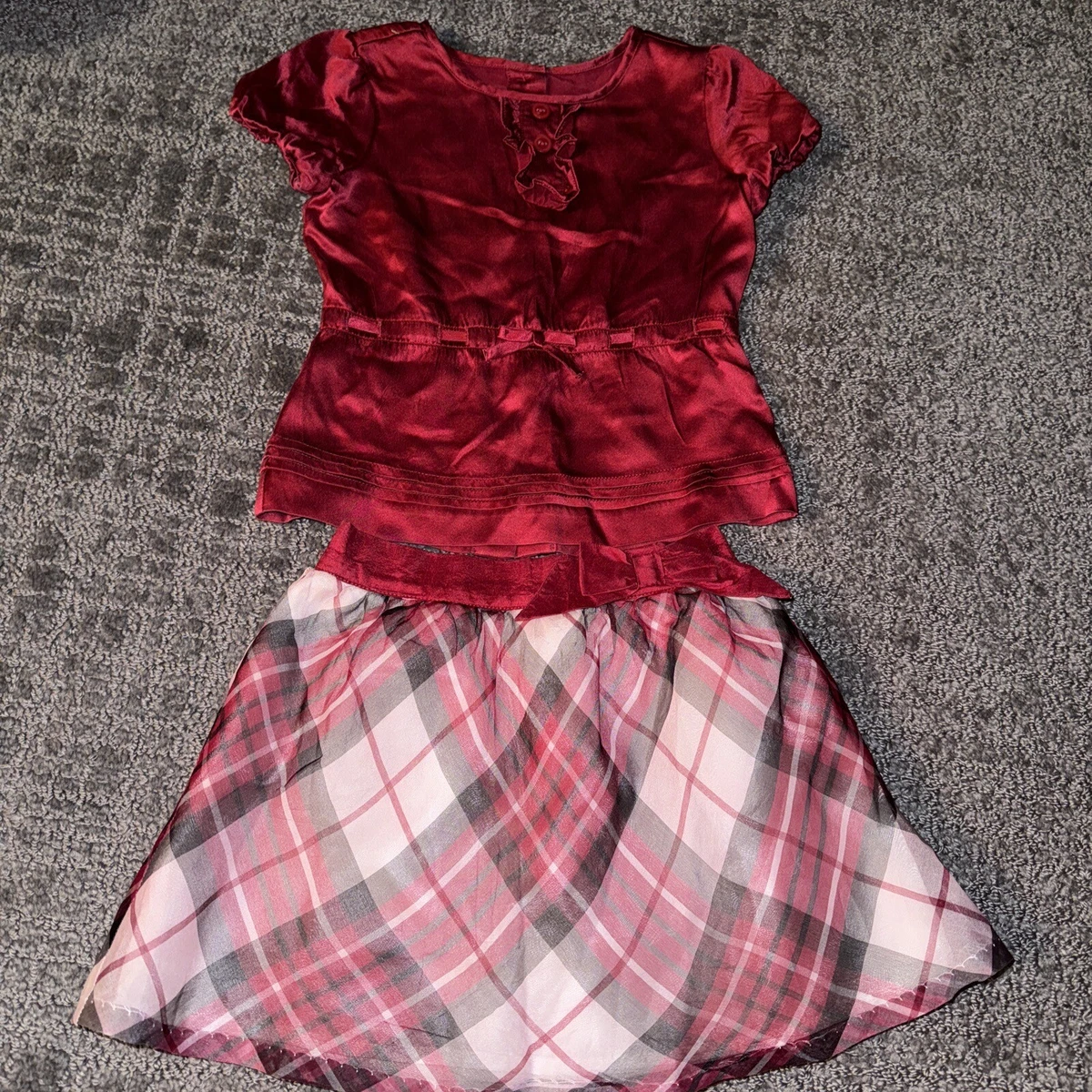 Robe Fille 100% Soie Janie And Jack - Taille 5T, Rose Tartan - Neuf Avec étiquettes