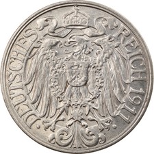 #818366 M&uuml;nze, GERMANY - EMPIRE, Wilhelm II, 25 Pfennig, 1911, Berlin, SS, Nic