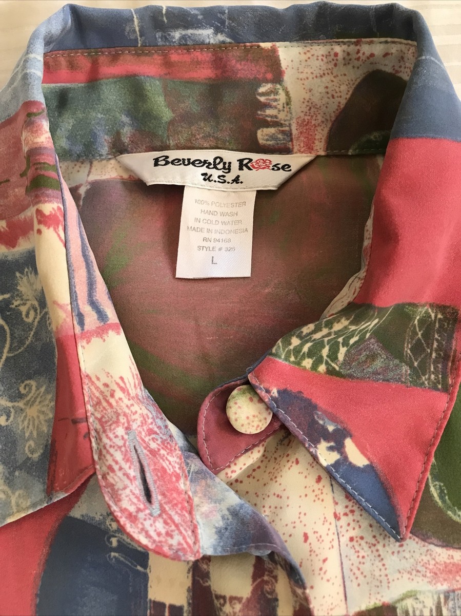 Chemisier Beverly Rose Femme - Manches Longues, Boutons Devant, Multicouleur, Taille L