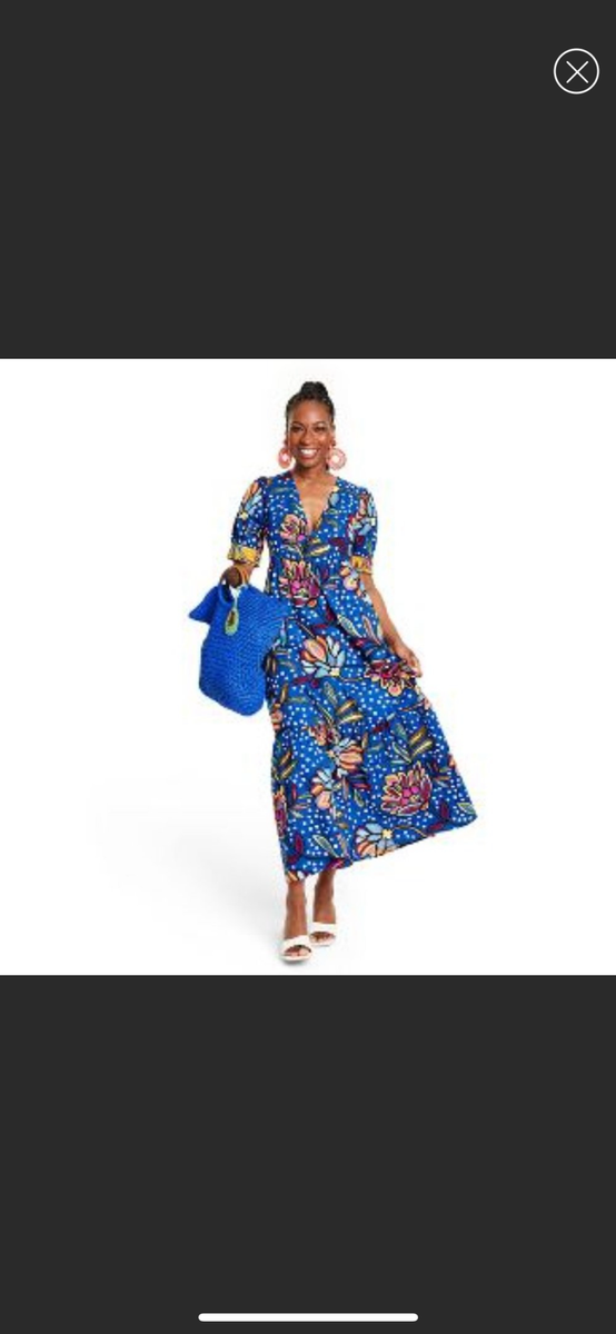 tabitha brown target dresses Tabitha Brown X Target mixed floral polkadot print Puff sleeve midi dress