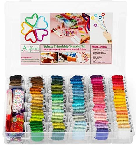 Athena's Elements Friendship Bracelet String Kit - 276pcs Embroidery Floss  and Accessories - Labeled with Thread Numbers for Cross Stitch Supplies