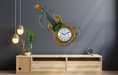 Wall Mounted Metal Guitar with Clock - Guitar Mount, Gifts for Him, Gifts