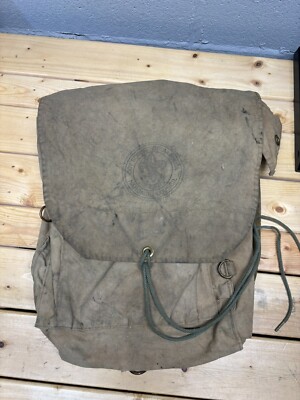 1950s ANTIQUE BOY SCOUTS OF AMERICA CANVAS 573 HAVERSACK BACKPACK 12  X 13 