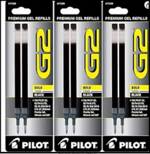 Pilot G2 Gel Ink Refill, 2-Pack for Rolling Ball Pens, Bold Point, Black Ink,