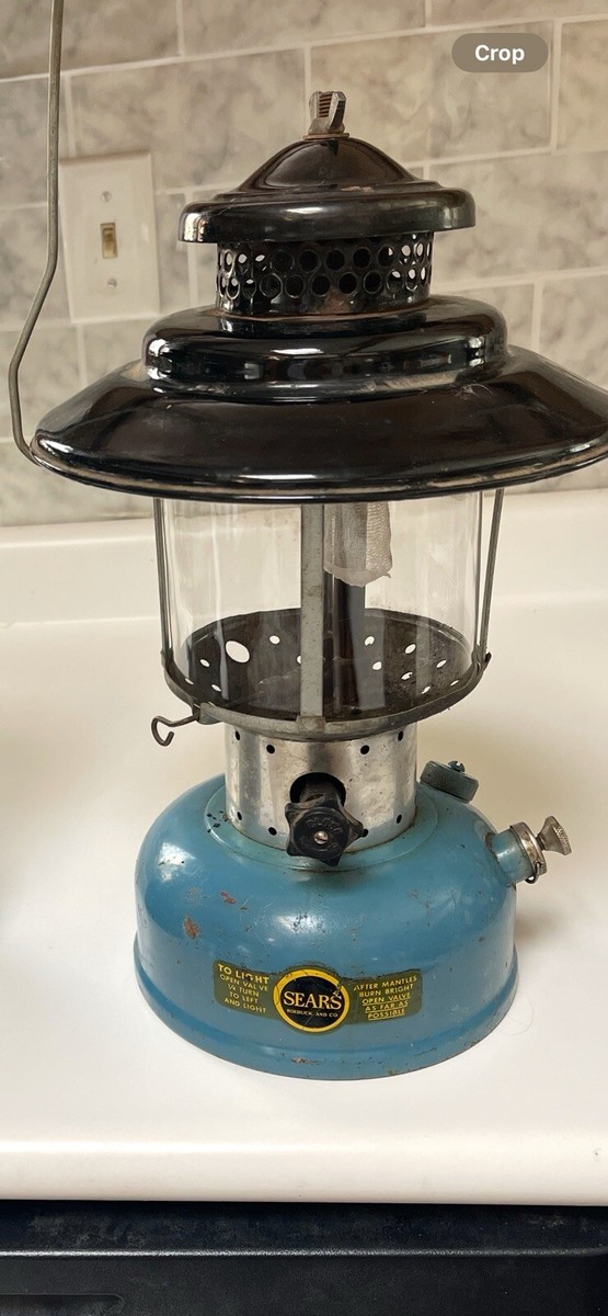 Vintage Sears Roebuck Blue 476 Big Hat Two Mantle Gas Lantern