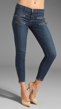 Current Elliott Multi Zip Skinny Stilleto Hunter Denim Leggings Pants Jeans $248