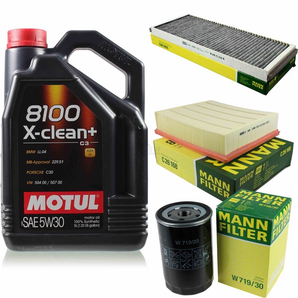 Mann Inspektionspaket 5L Motul 8100 X-Clean+ 5W-30 FüR Audi A4 1.6 1.8 Vw Passat-image