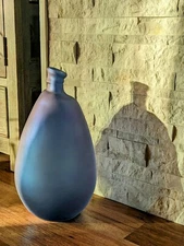  Glass Jug Vase (Rare Matte Blue) Modern Minimalist Art Pottery Décor, 19x9"