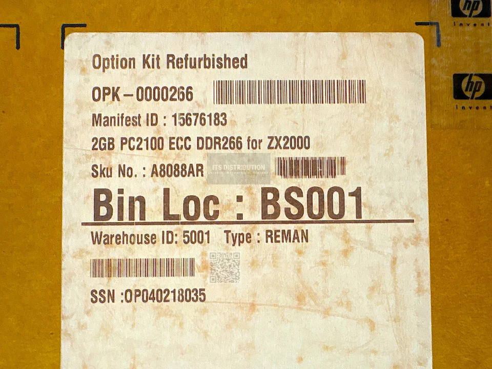 A8088A I GENUINO Caja Abierta Renovar HP 2GB 2x1GB DDR SDRAM Módulo de Memoria Kit 266MHz Foto 2 de 4