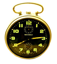 Wehrle Polo German Alarm Clock Round Black Luminous Dial Wind-Up Working