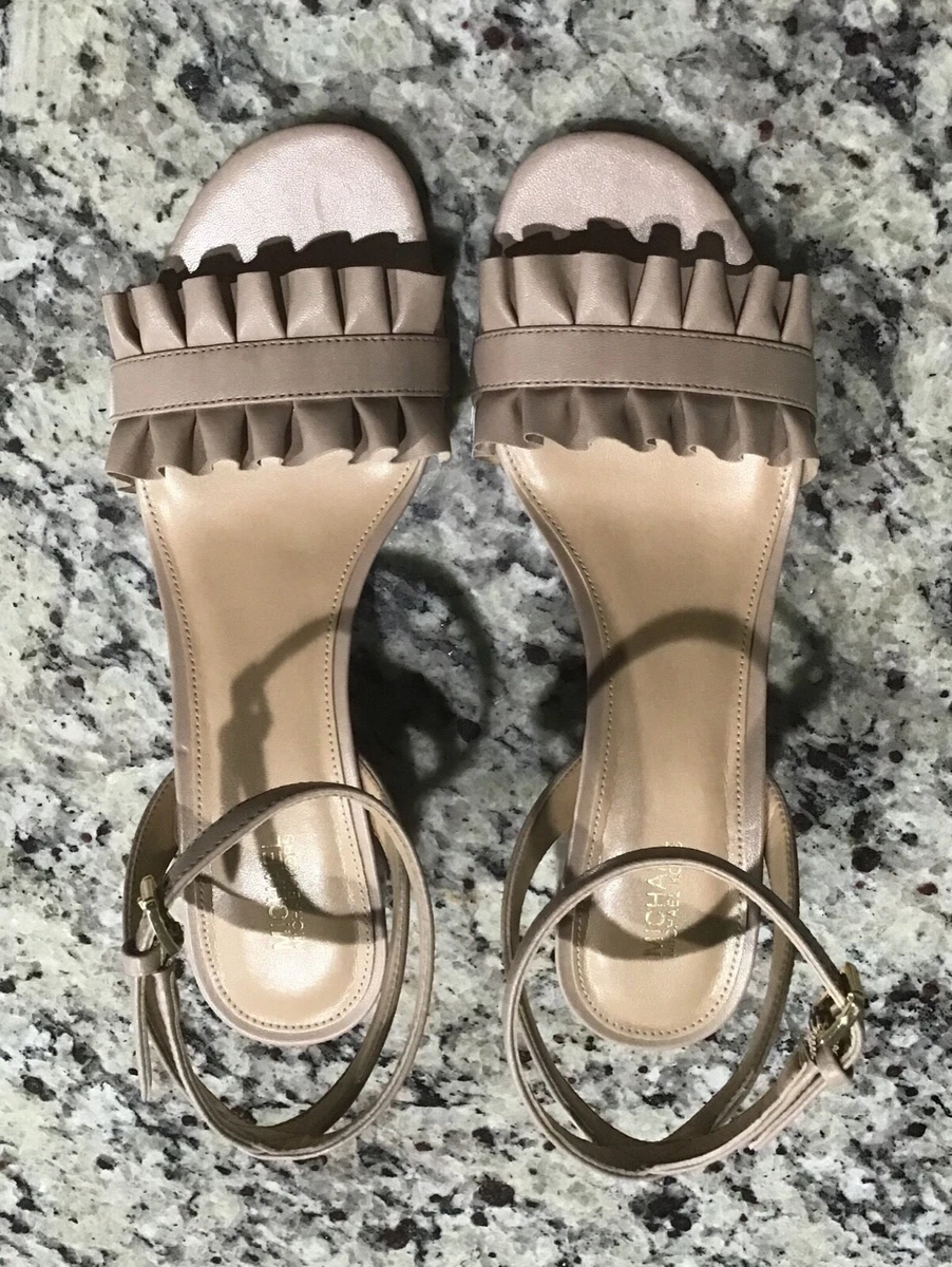 MICHAEL Michael Kors Bella Flex Mid Sandals in Soft Bisque Leather Size 8.5 M