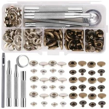 20 Set Leather Snap Fasteners Kit Metal Button Press Stud w/ 5 Installation Tool